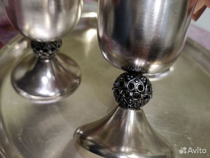 Рюмки с подносом мельхиор посеребренный