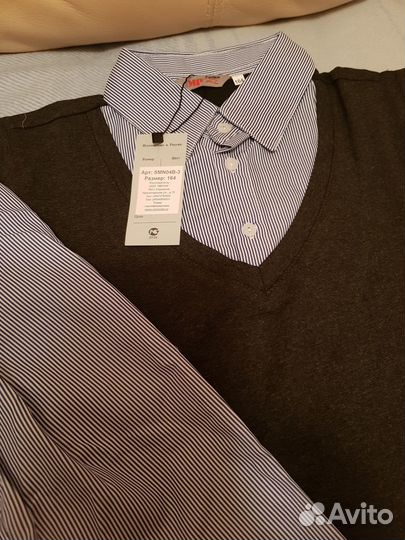 Рубашка обманка с длинным рукавом 164