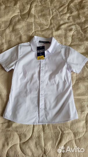 Новая белая рубашка/блузка для дев. р.128-134