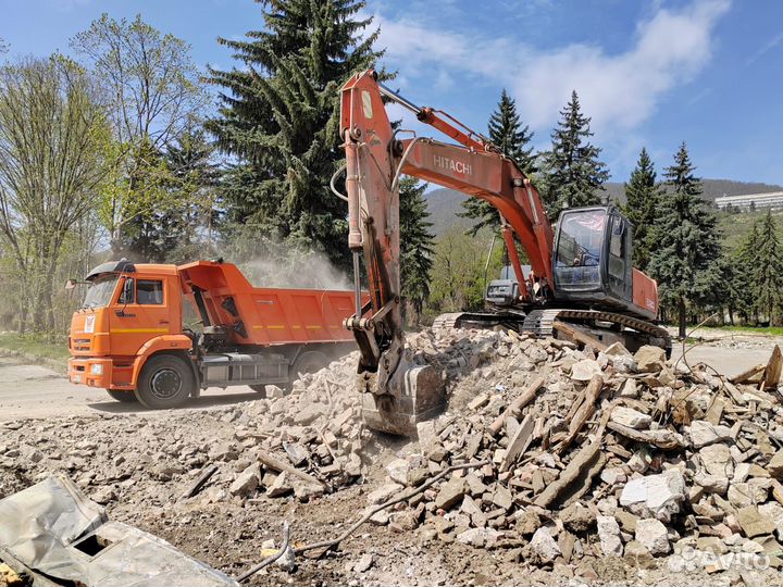 Услуги экскаватора, снос дома, рытье котлованов