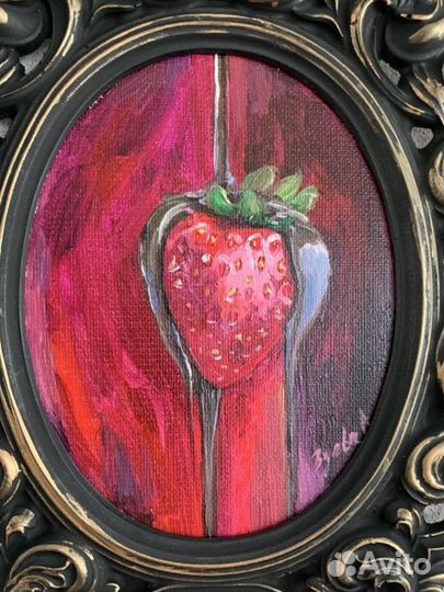 Картина маслом клубника в шоколаде 31х23 см