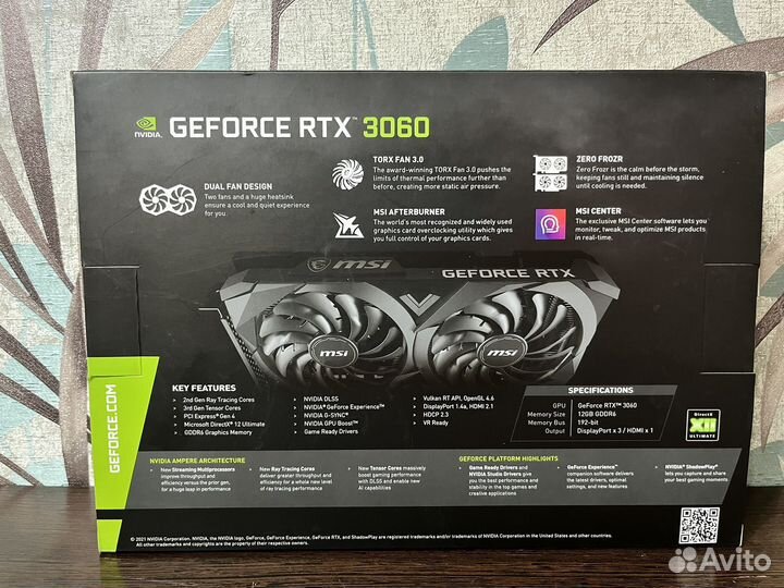 Новая Видеокарта MSI nvidia GeForce RTX 3060