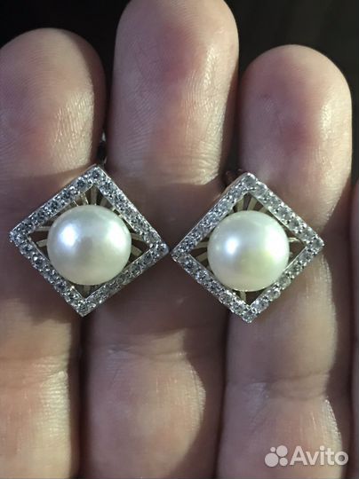 Серьги серебро с жемчугом