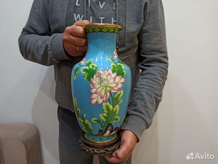 Ваза клуазоне большая Эмаль 37 см Китай