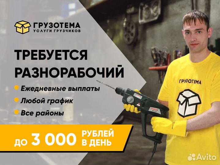 Разнорабочие подбработка ежедневные выплаты