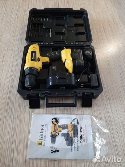 Новый шуруповерт kolner(кейс,2 акб,оснастка,16.8V)
