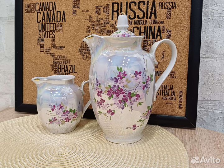 Кофейник+молочник Дулево фарфор винтаж
