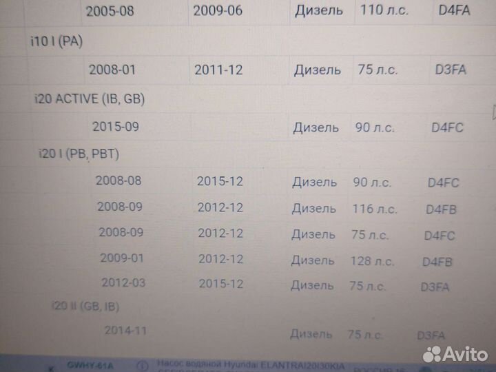 Водяной насос дизель Кия. hyundai