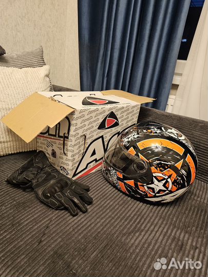 Мотошлем Airoh Aster-X Scull Orange размер М