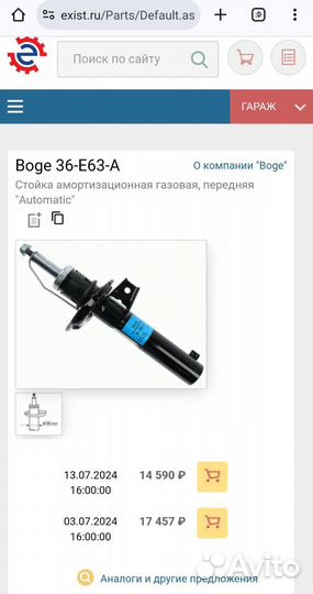 Запчасти Амортизационные стойки 36-E63-A