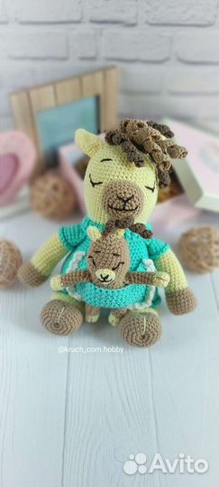 Кукла ручной работы Лама с детёнышем