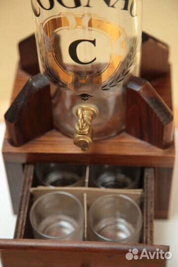 Набор винтаж для коньяка/бренди, дерево, стекло