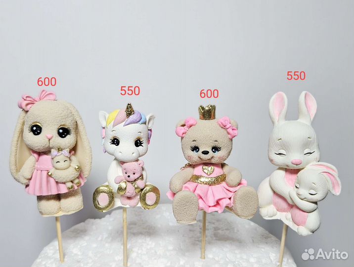 Единорожка зайка мишка Шоколадные фигурки на торт