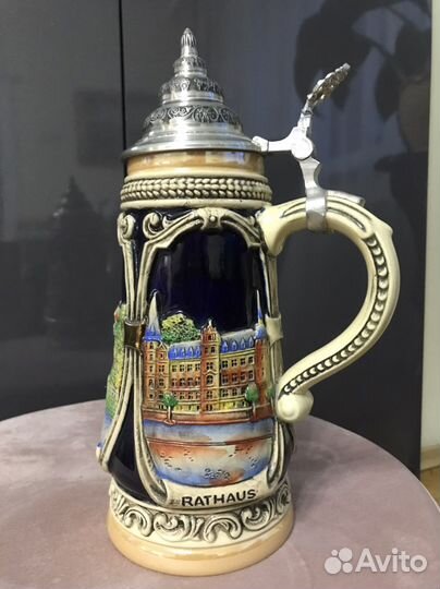 Пивная кружка с крышкой ГДР, винтаж