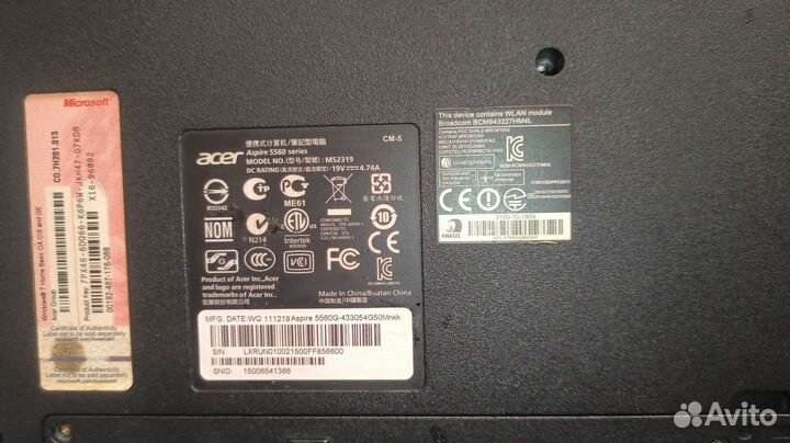 Ноутбук Acer aspire 5560