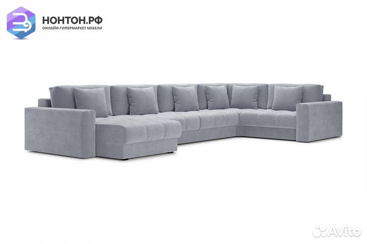 Диван п-образный тик-так Монарх серый