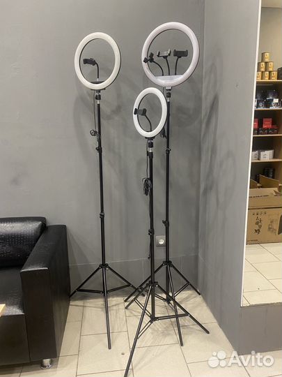 Кольцевая лампа 26-33см+штатив в подарок+держатель