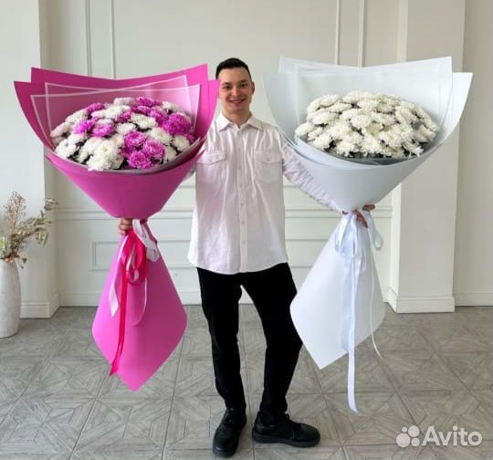 Букеты гиганты из хризантем