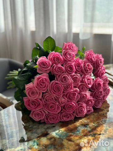 51 высокая розовая роза 70 см