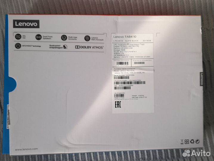 Планшет Lenovo tab4 10