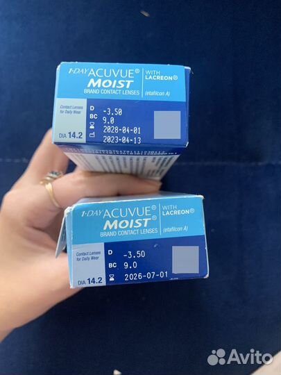 Линзы контактные1day acuvue moist -3.50, 9.0