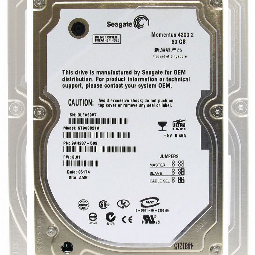 [ST960821A] Жесткий Диск Seagate 60gb Ide 2,5" St960821a