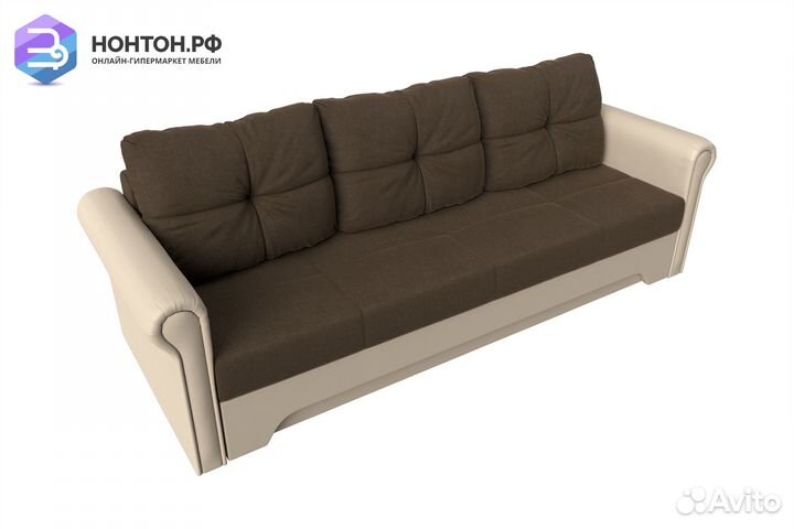 Диван еврокнижка Европа коричневый / бежевый