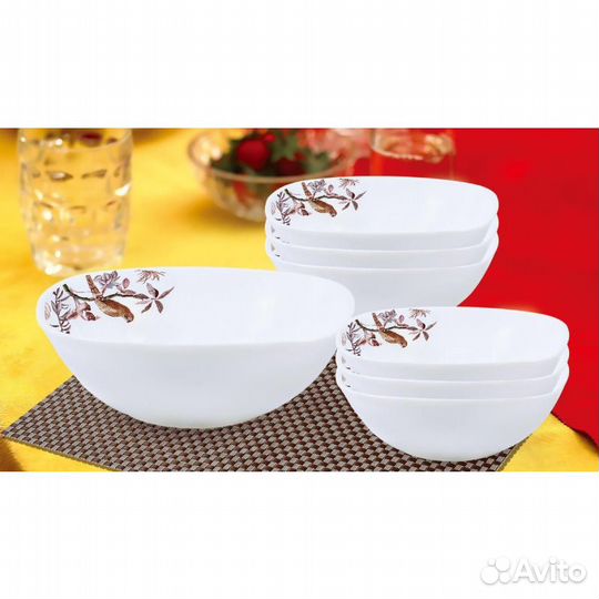 Набор столовый 7 пр., гл/кв: салатник d14 см - 6