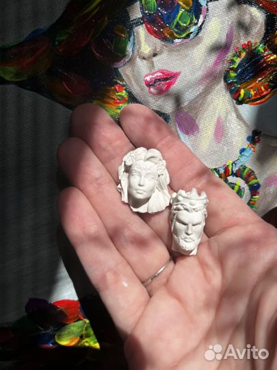 Лица для ватной игрушки из гипса