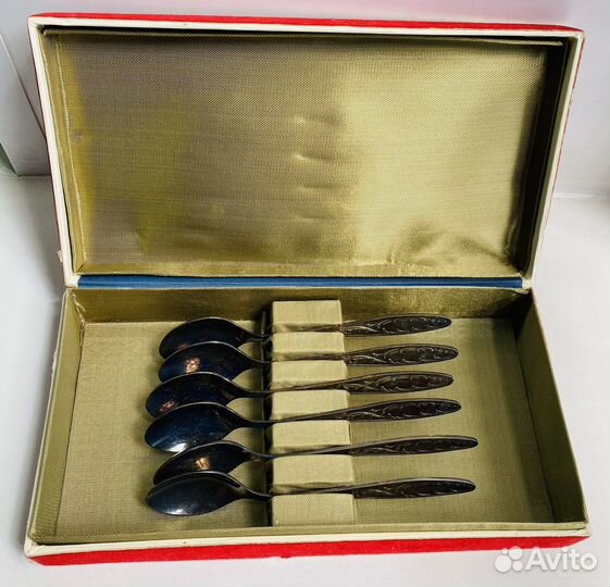 Чайные ложки серебрение 6 штук в футляре