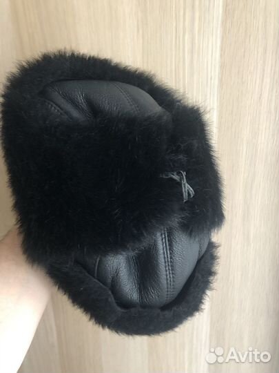 Шапка- ушанка из натуральной кожи и меха