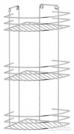 Угловая 3-х ярусная полочка в ванную