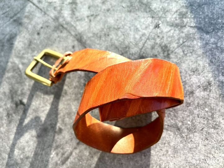 Мужской кожаный ремень коричневый новый