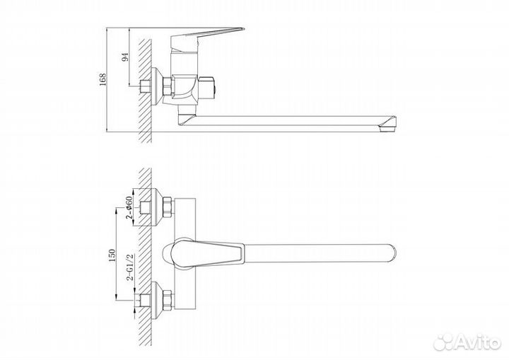 Смеситель boch mann Z21D8 BM9132 для ванны