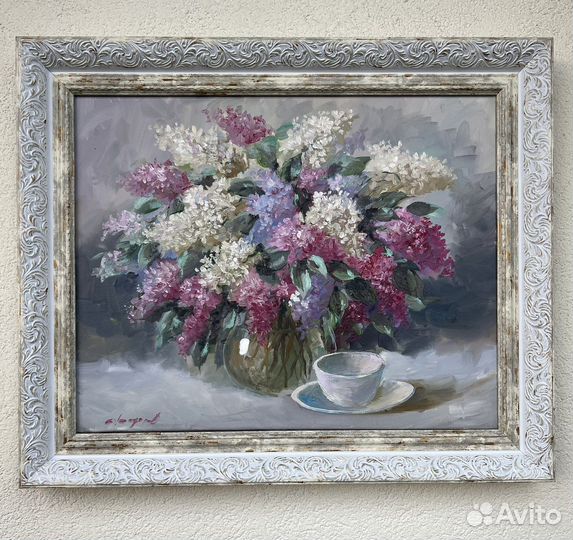 Картина маслом Розы, Сирень, Пионы и Астры