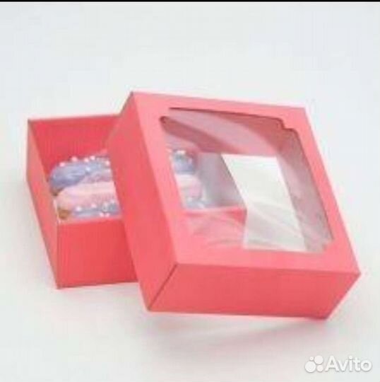 Коробка сборная, крышка-дно, с окном