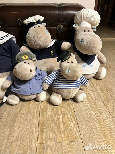 Мягкая игрушка бегемот моряк, повар, вдв, дпс