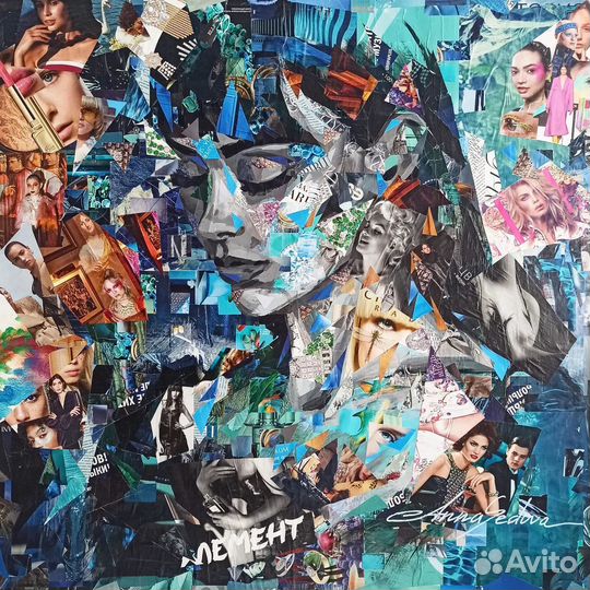 Авторские картины в технике коллаж 85х85 см