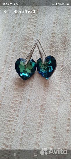 Серьги серебро Swarovski