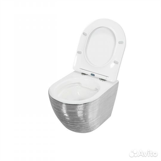 Унитаз GR-4455SWS (480*365*370) серебро внутри бе