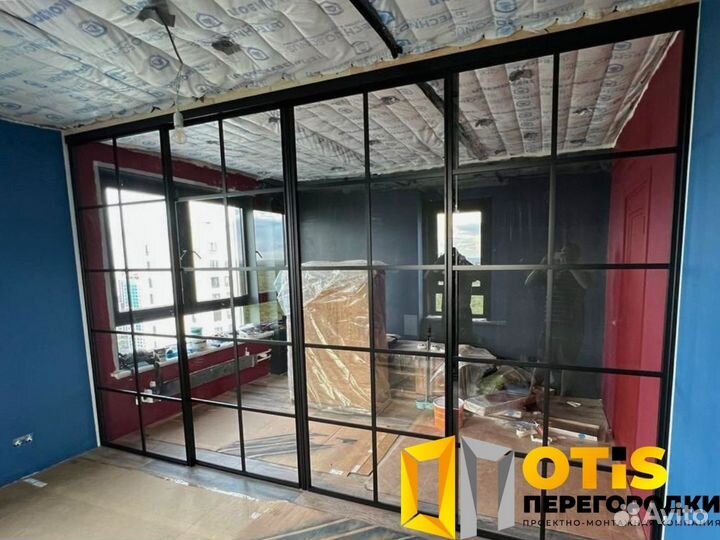 Стеклянная перегородка лофт
