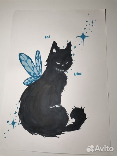 Картина кошка-бабочка