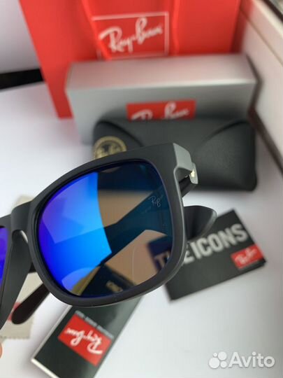 Очки Ray Ban Justin Polaroid зеркальные синие