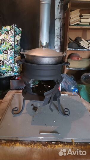 Печь для казана с трубой