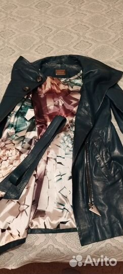 Кожаный плащ женский размер 42