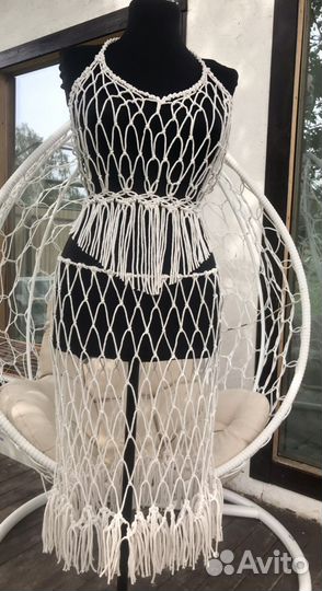 Топ+юбка макрамэ 42-44р. Новый