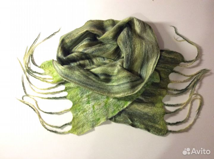 Шикарный шарф, ручное валяние, чистая шерсть