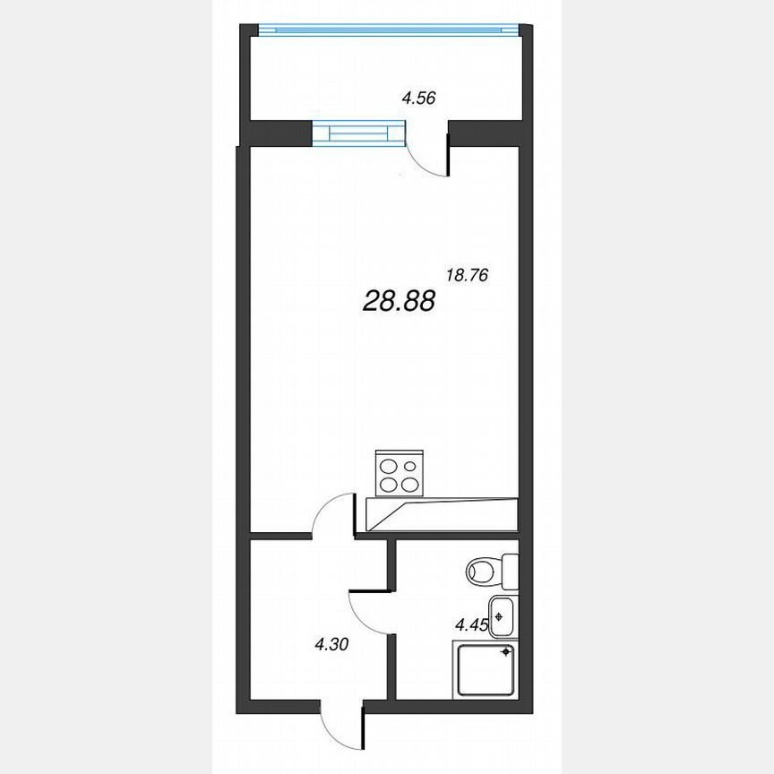 Квартира-студия, 32,1 м², 13/22 эт.