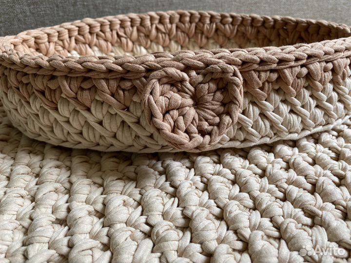 Корзина и коврик из трикотажной пряжи