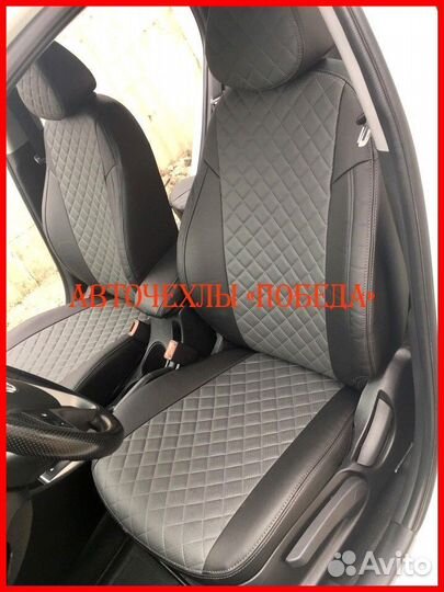 Чехлы Hyundai Solaris 1 Sd из экокожи чёрно-серые